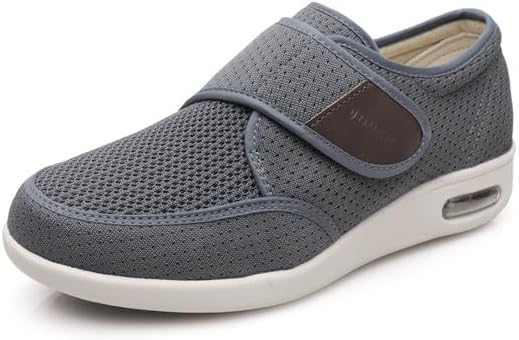 youyun Diabetic Shoes for Men Wide Width Elderly Men's Diabetic Shoes Adjustable Closure Breathable Lightweight Non Slip Air Cushion Sneakers for Swollen Feet Edema
