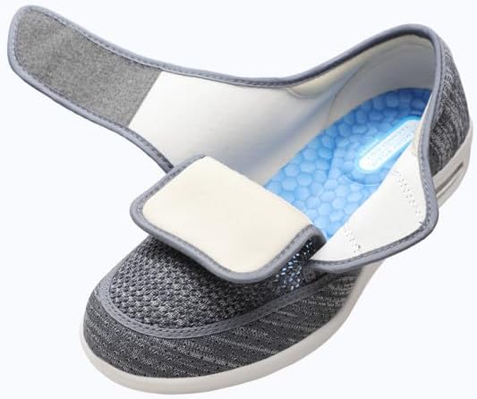 youyun Diabetic Shoes for Men Wide Width Elderly Men's Diabetic Shoes Adjustable Closure Breathable Lightweight Non Slip Air Cushion Sneakers for Swollen Feet Edema