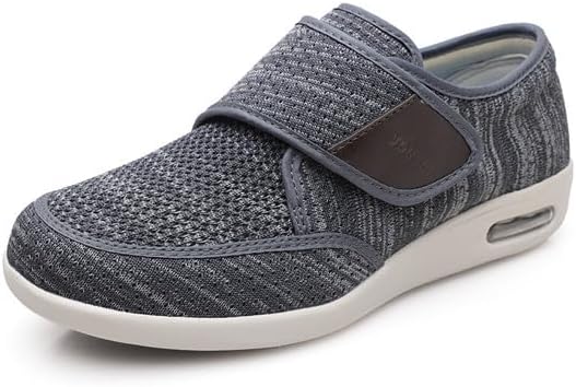 youyun Diabetic Shoes for Men Wide Width Elderly Men's Diabetic Shoes Adjustable Closure Breathable Lightweight Non Slip Air Cushion Sneakers for Swollen Feet Edema