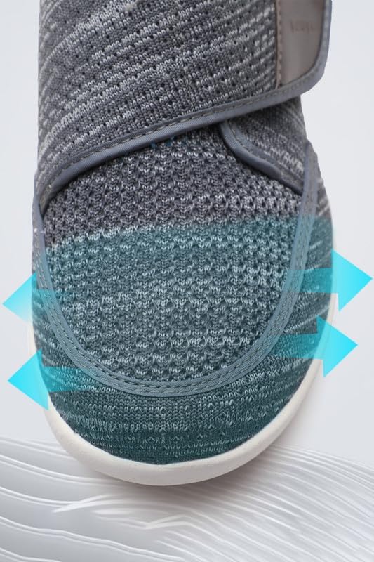 youyun Diabetic Shoes for Men Wide Width Elderly Men's Diabetic Shoes Adjustable Closure Breathable Lightweight Non Slip Air Cushion Sneakers for Swollen Feet Edema
