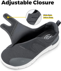 FitVille Diabetic Shoes for Men Extra Wide Width XX-Wide Orthopedic Slip-on Shoes Adjustable Closure Walking Sneakers with Arch Support Cushioning Therapeutic for Swollen Feet