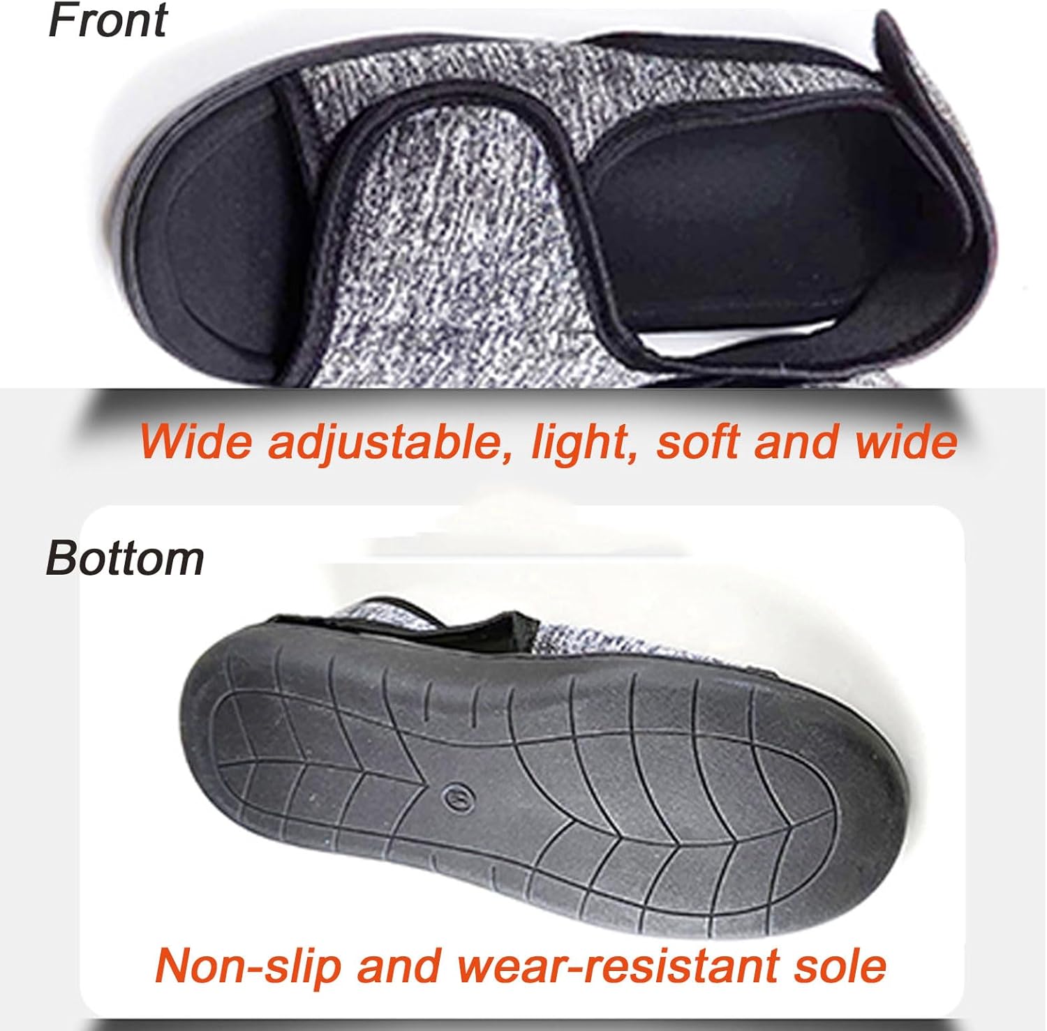 Unisex Open Toe Diabetic Shoes, Extra Wide Arthritis Edema Shoes, Medical Open Toe Cast Shoes for Swollen Feet Edema Footwear Indoor Outdoor Black