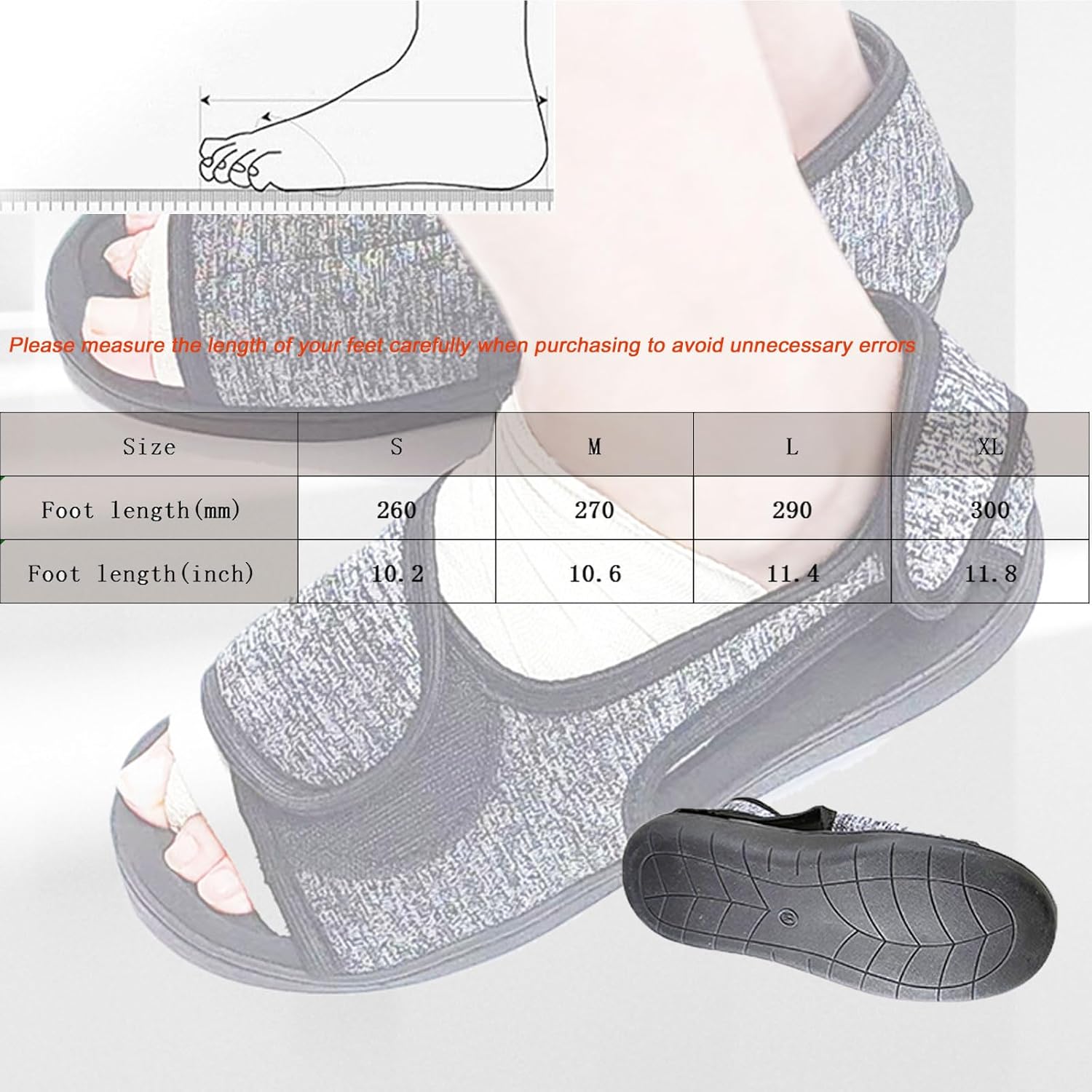 Unisex Open Toe Diabetic Shoes, Extra Wide Arthritis Edema Shoes, Medical Open Toe Cast Shoes for Swollen Feet Edema Footwear Indoor Outdoor Black