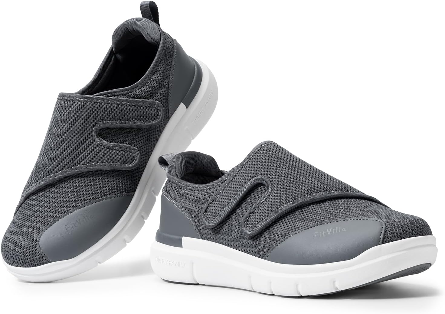 FitVille Diabetic Shoes for Men Extra Wide Width XX-Wide Orthopedic Slip-on Shoes Adjustable Closure Walking Sneakers with Arch Support Cushioning Therapeutic for Swollen Feet