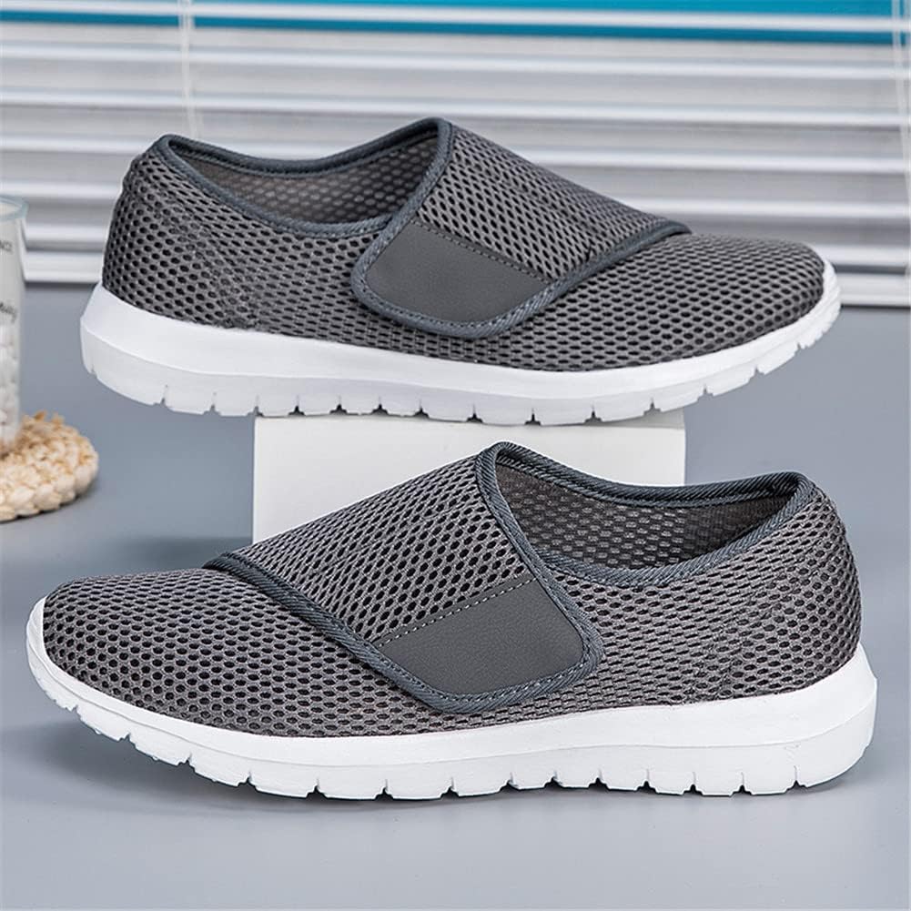 LEADER SHOW Men's Casual Comfort Walking Shoes Ultralight Flats Non-Slip Hook & Loop Fashion Sneakers
