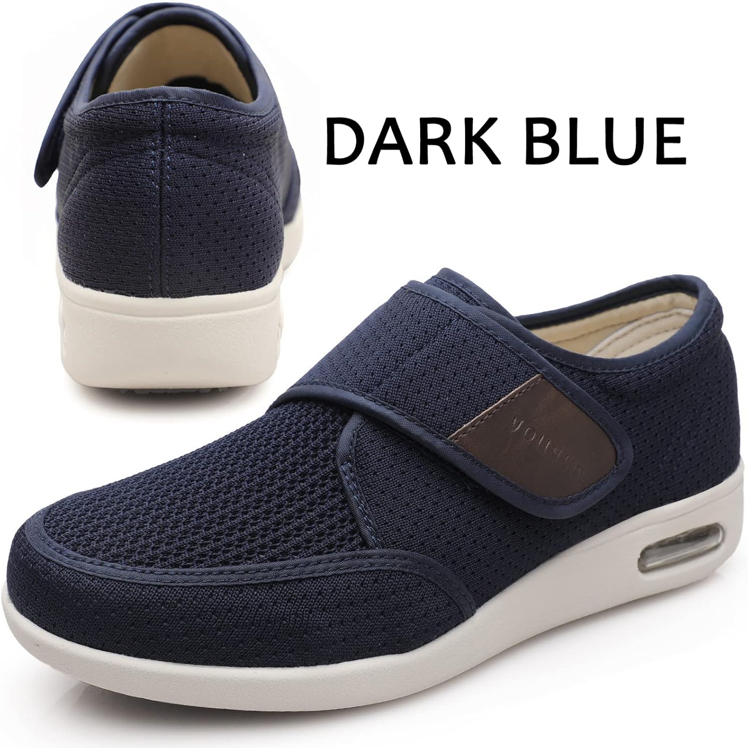 youyun Diabetic Shoes for Men Wide Width Elderly Men's Diabetic Shoes Adjustable Closure Breathable Lightweight Non Slip Air Cushion Sneakers for Swollen Feet Edema