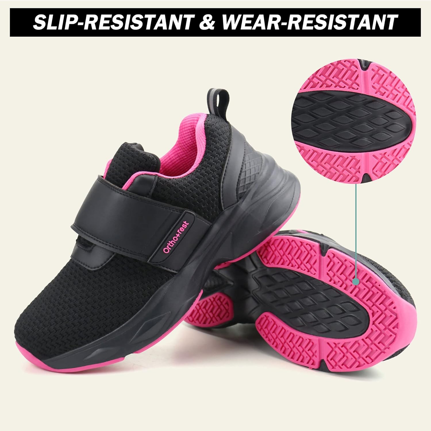 Ortho+rest Women Diabetic Shoes with Adjustable Closure Orthopedic Walking Shoes Edema Shoes for Swollen Feet