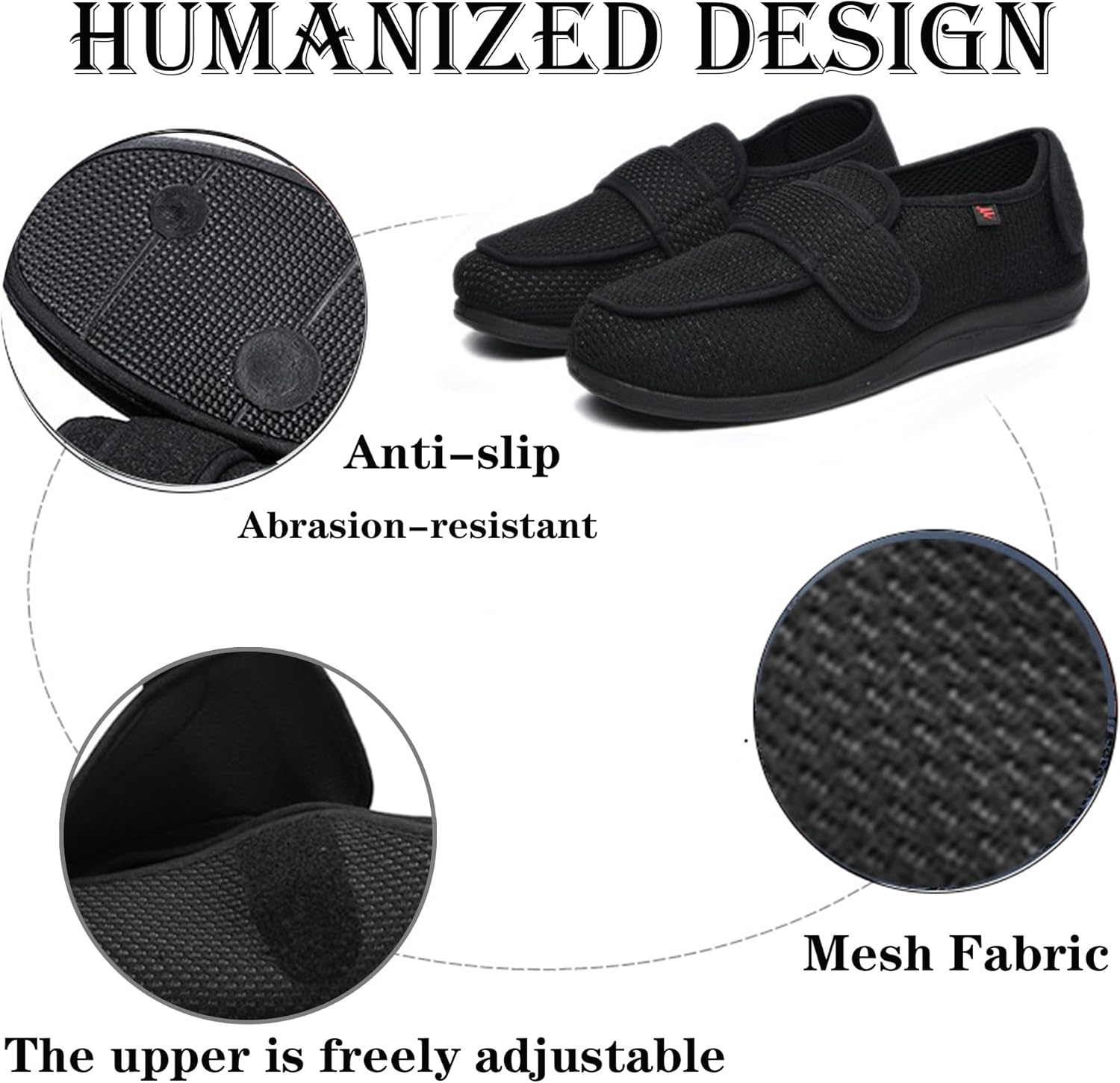 Women's Diabetic Shoes Comfortable and Adjustable Extra Wide Slip-on Shoes for Elderly,Edema,Swollen Feet