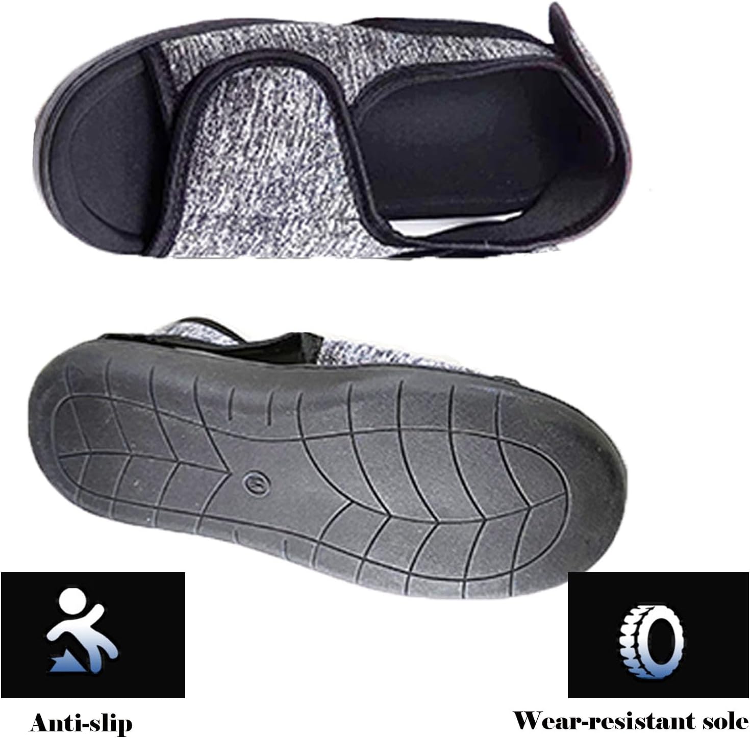 Open Toe Diabetic Shoes for Swollen Feet,Adjustable Walking Shoes Unisex Extra Wide Soft, Reduce Friction Indoor Outdoor Sandals