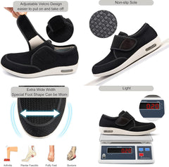 youyun Diabetic Shoes for Men Wide Width Elderly Men's Diabetic Shoes Adjustable Closure Breathable Lightweight Non Slip Air Cushion Sneakers for Swollen Feet Edema
